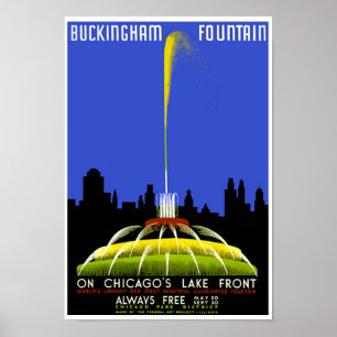 Póster Poster WPA de la Fundación Buckingham Chicago Vint