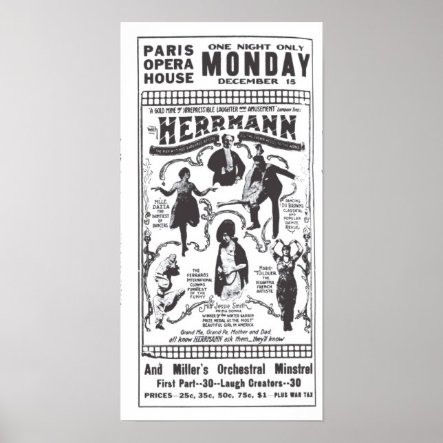Póster Poster y periódico vintage de Vaudeville 1919 (Frente)