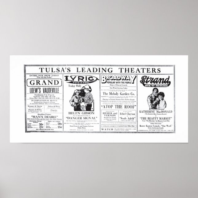 Póster Poster y periódico vintage de Vaudeville 1920 (Frente)