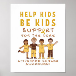 Póster poster y pinturas de apoyo al cáncer infantil