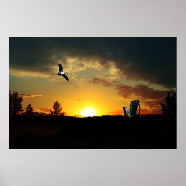 Póster Poster Yellow Sunset Grassy Meadow (Frente)