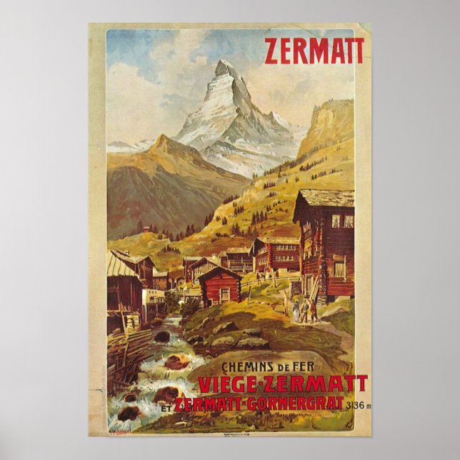 Póster Poster Zermatt Schweiz Suiza Gornergratbahn (Frente)