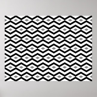 Póster Poster Zigzag de diamantes blancos y negros