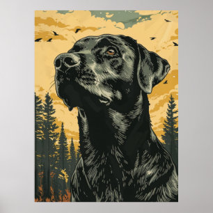 Póster Pósteres antiguos del Labrador Retriever negro