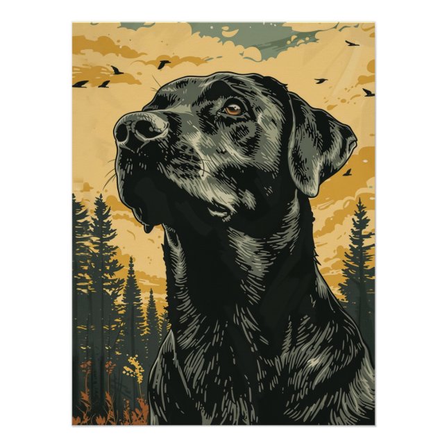 Póster Pósteres antiguos del Retriever de Labrador negro (Anverso)