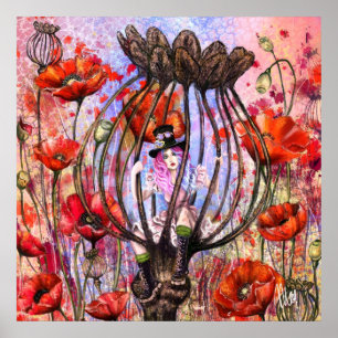 Póster Pósteres de fantasía de amapolas