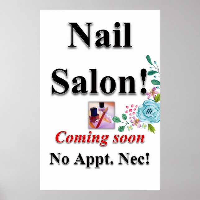 Póster Pósteres de Salón Barbería Salón de Uñas (Frente)