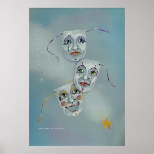 Póster Posters, Bella Artes - La felicidad llora máscaras (Frente)