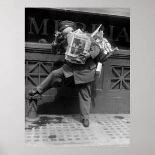 Póster Postman sobrecargado, años 20