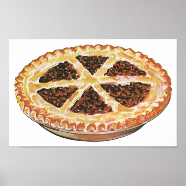 Póster Postre de Comida Antigua, Tarta de Pacana Fresca H (Frente)