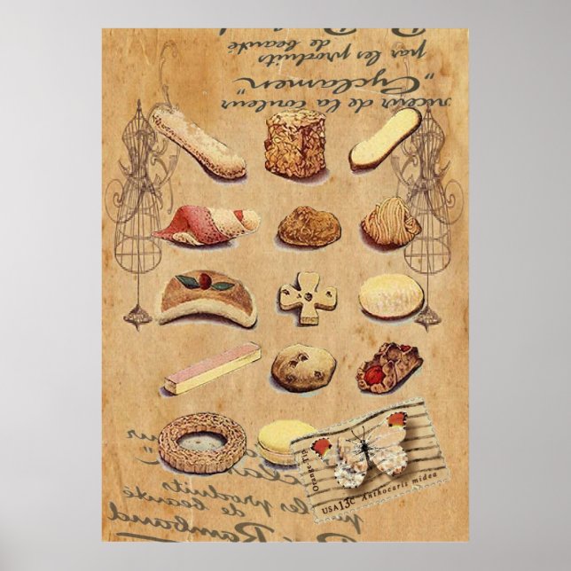 Póster postre de pastelería de panadería francesa (Frente)