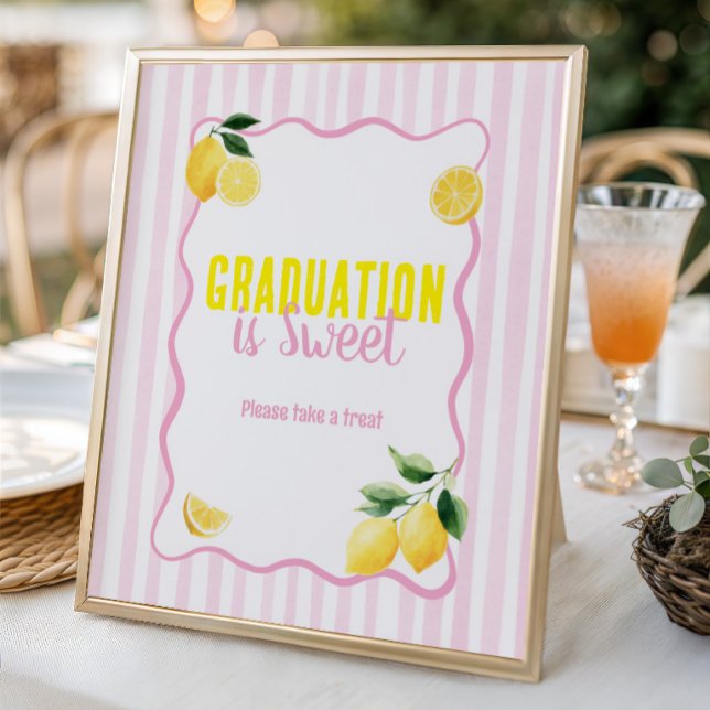 Póster Postre de rayas rosa limón recién graduado  (Subido por el creador)