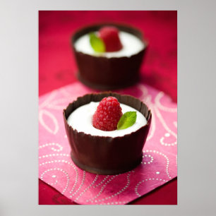 Póster Postre mousse de chocolate blanco