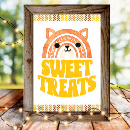 Póster Postres de cumpleaños Boho Woodland Fox 4x6 dulces