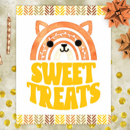 Póster Postres de cumpleaños Boho Woodland Fox 8x10