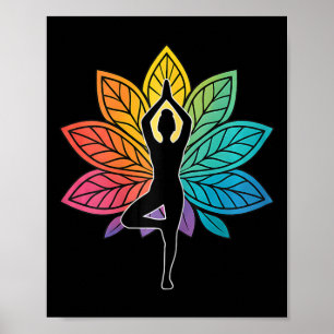 Póster Postura de Yoga Chakra Árbol Silueta Loto Lanza Me