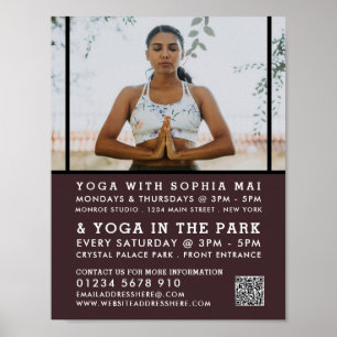 Póster Postura meditativa, publicidad de clase de yoga