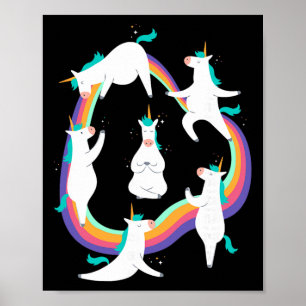 Póster Posturas de Saludo al Sol de Yoga de Unicornio Arc