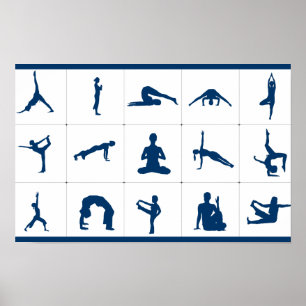 Póster Posturas de Yoga Árbol de la Vida, Loto, y Más Grá