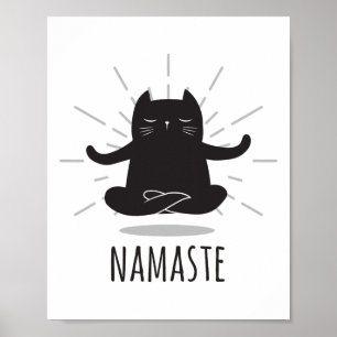 Póster Posturas de yoga Namaste de gato divertido Símbolo