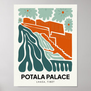 Póster Potala Palace Lhasa Tíbet viaje abstracto floral