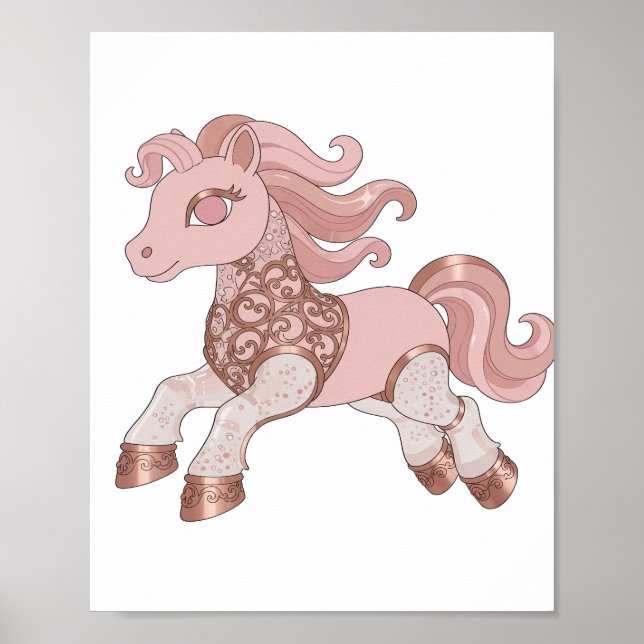 Póster Potro plateado de moda ROSA Y ORO ROSA (Frente)