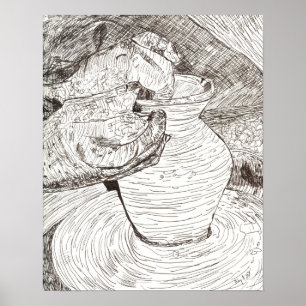 Póster Potter's Hands and Pot