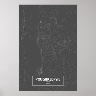 Póster Poughkeepsie, Nueva York (blanco sobre negro)