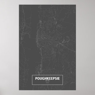 Póster Poughkeepsie, Nueva York (blanco sobre negro)
