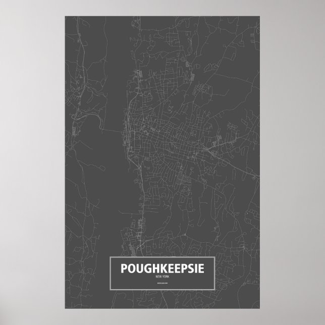 Póster Poughkeepsie, Nueva York (blanco sobre negro) (Frente)