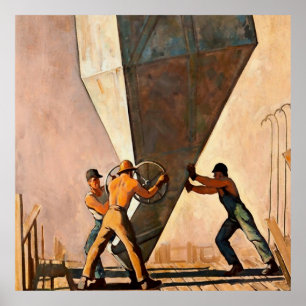 Póster “Pouring Cement Boulder Dam” de Maynard Dixon