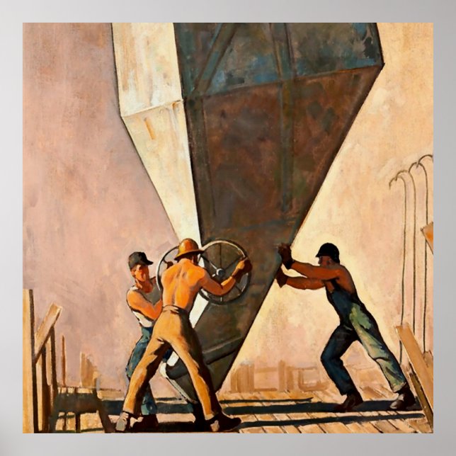 Póster "Pouring Cement Boulder Dam" de Maynard Dixon (Frente)