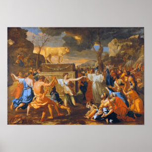 Póster Poussin La Adoración De La Cuna Dorada Grande Para