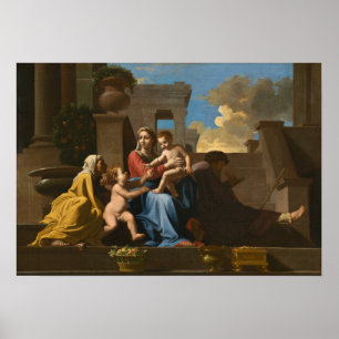 Póster Poussin - La Sagrada Familia en las gradas
