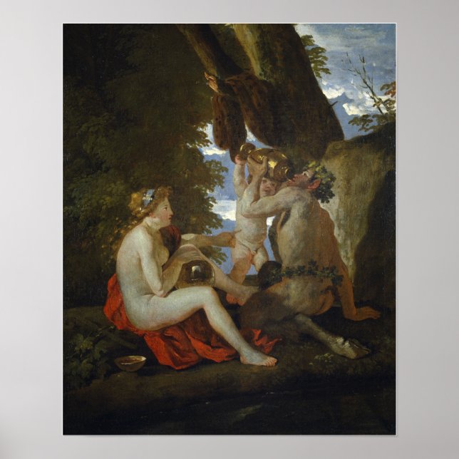 Póster Poussin - Nymph Y Satyr Bebe (Frente)