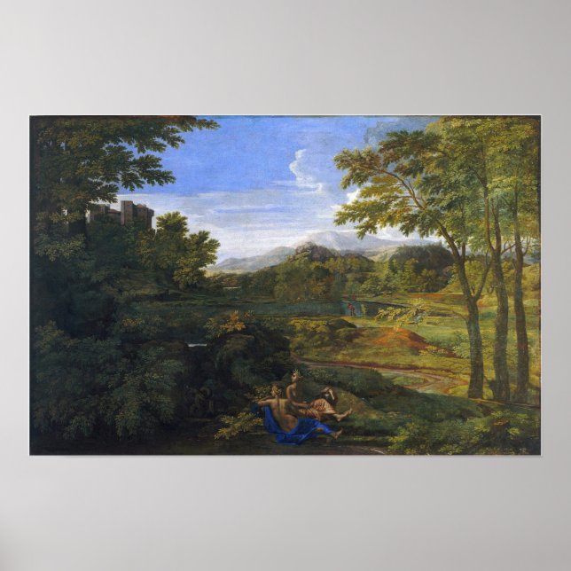 Póster Poussin - Paisaje Con Dos Ninfas Y Una Serpiente (Frente)