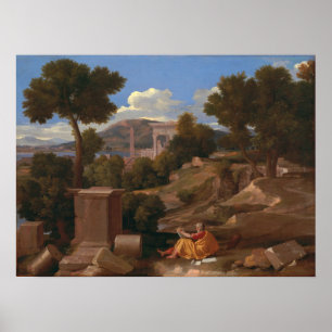 Póster Poussin - Paisaje con San Juan