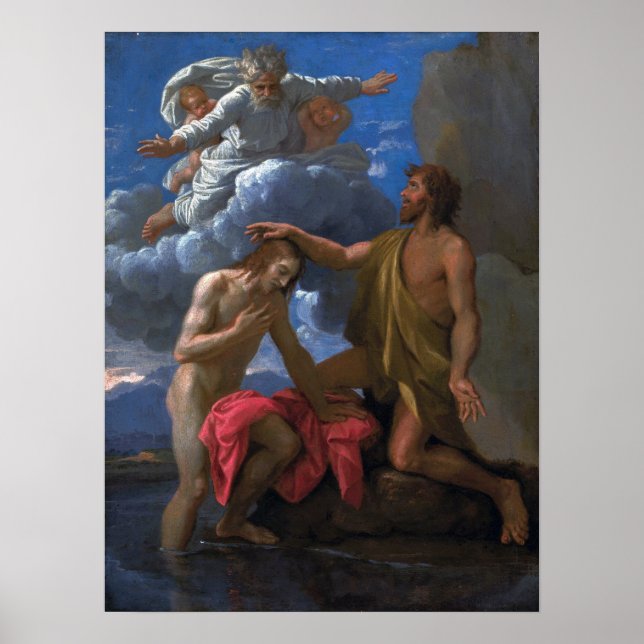 Póster Poussin - San Juan Bautizando a Cristo (Frente)