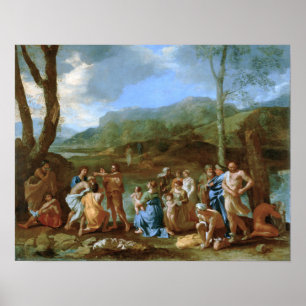 Póster Poussin - San Juan bautizando en el río Jordán