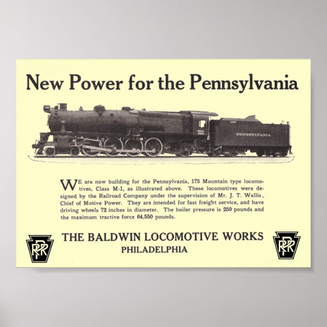 Póster Power For The Pennsylvania Railroad 1926 Poster (Frente)