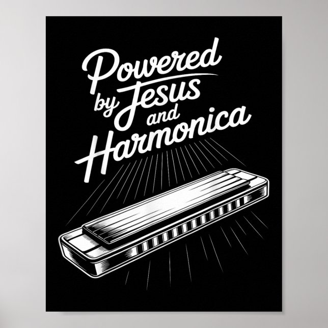 Póster Powered By Jesus And Harmonica Christian Music  (Frente)