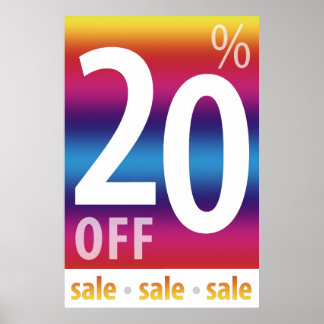 Póster Powerful 20% OFF SALE Sign | Colorful