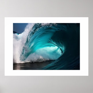 Póster Powerful Ocean Wave Majestic Blue Sea Nature