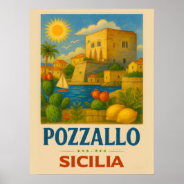 Póster Pozzallo Sicilia con La Torre Cabrera