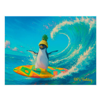 Póster PP the Penguin – Surfing the Wave