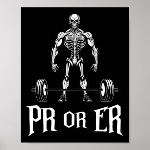 Póster Pr O Er Gracioso Skeleton Halterofilia Gym Bodybui