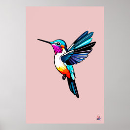 Póster Prächtiger Kolibri - Farbige Illustration
