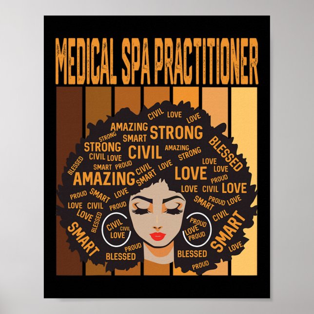 Póster Practicante de Spa Médico Orgulloso Mes de la Hist (Frente)
