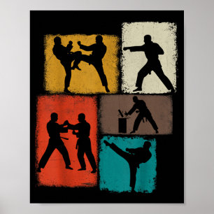 Póster Practicante de Taekwondo Collage Hombres Niños Ent