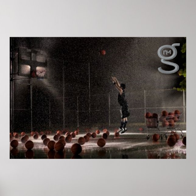 Póster Practicar en la lluvia - Poster de baloncesto (Frente)